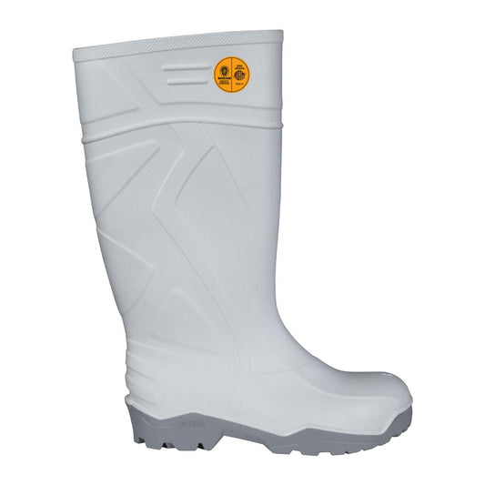 Bota de Agua PVC 943 Blanca Punta de Acero