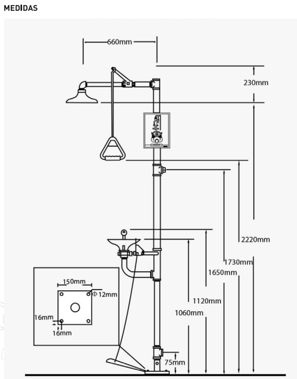 Ducha Lavaojos Activex Acero Inoxidable BD-550A
