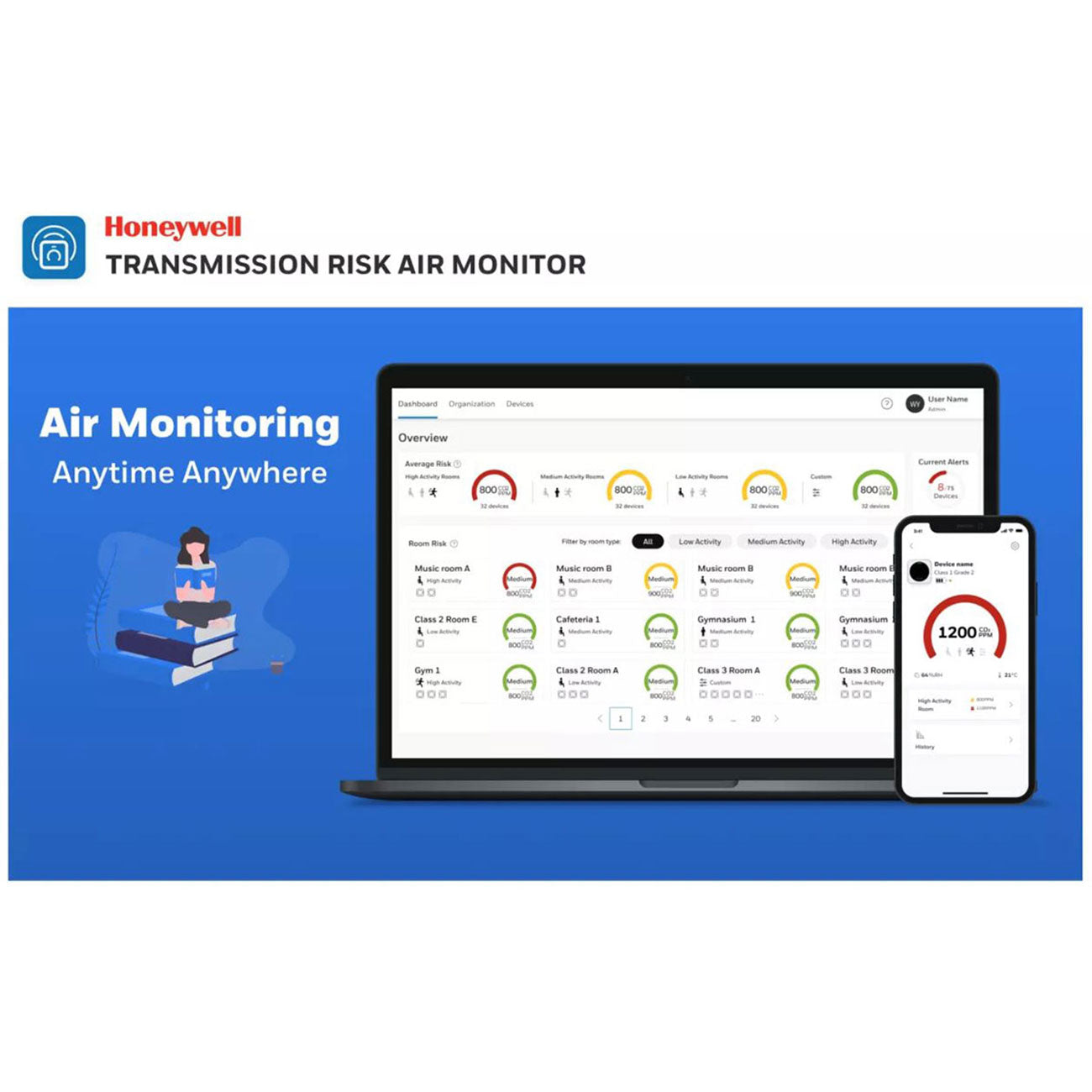 Monitor de Calidad del Aire V2 para CO2 + Soporte Pared
