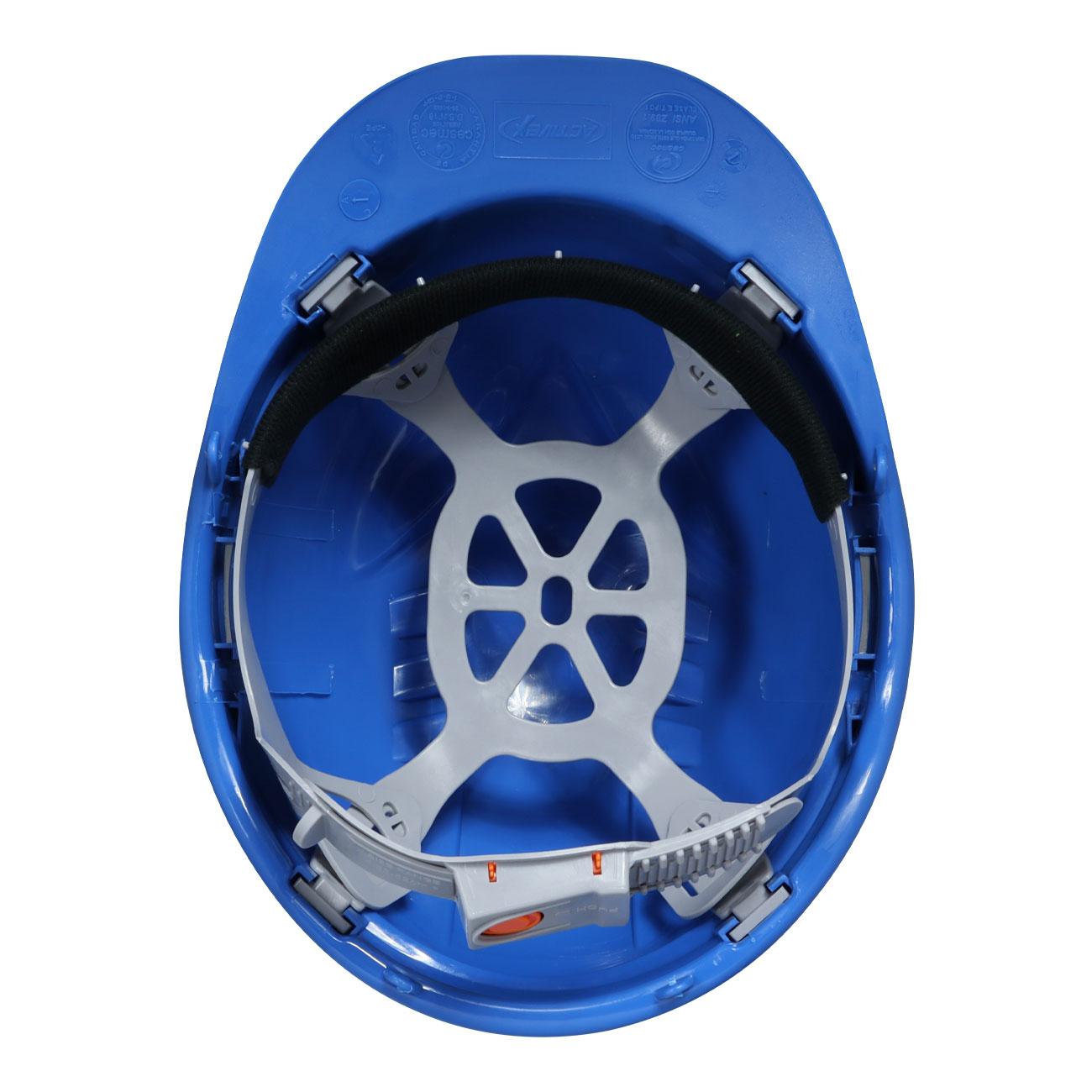 Casco de Seguridad III Azul Arnes cinta 6 Puntas Boton