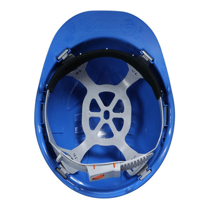 Casco de Seguridad III Azul Arnes cinta 6 Puntas Boton